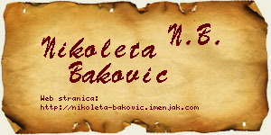 Nikoleta Baković vizit kartica